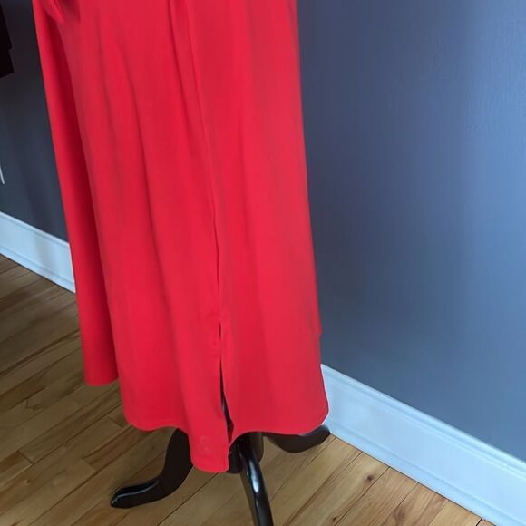 Cuddl Duds cherry red stretch jersey knit crew neck side waist tie midi. XS. - Picture 4 of 6